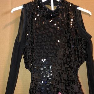Black sequin rhinestone body suit